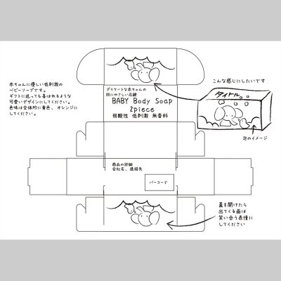 石鹸のパッケージデザインラフ