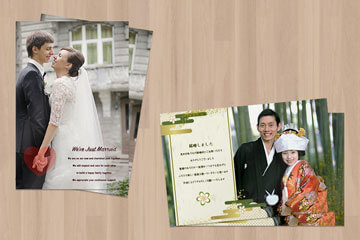 式後の報告や年賀はがきにはがき/ポストカード印刷で結婚ハガキを