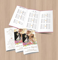 6面にデザインできる3つ折りタイプの席次表