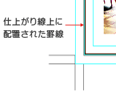 仕上がり線上に配置された罫線