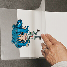 透明フィルムに印刷して貼る