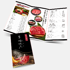 飲食系のパンフレットの色使いの例