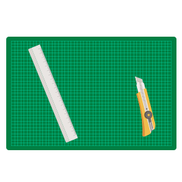 カッターマット、カッター、定規