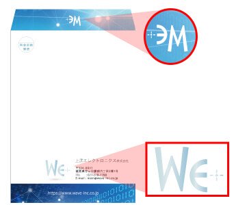 封筒デザインにおける会社ロゴの位置