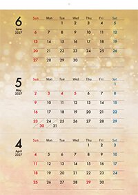 ECO壁掛け3ヶ月カレンダー印刷（タンザック）（6ページ）