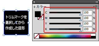 トリムマークを選択してから作成した図形