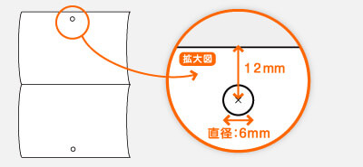 中綴じ　冊子カレンダーの孔開けの位置