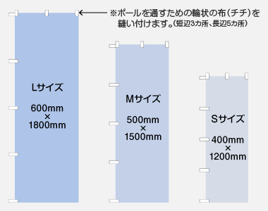 のぼりのサイズは3種類