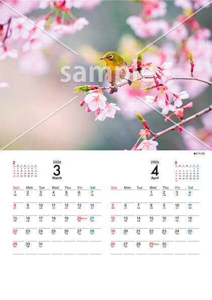 Animal calendar 3月／4月