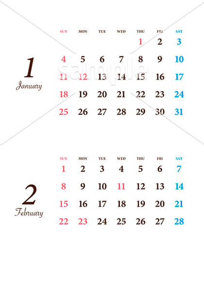 【選べる表紙】筆記体 1月／2月