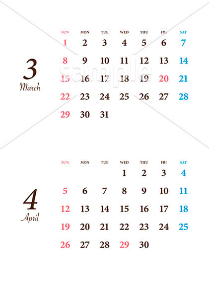【選べる表紙】筆記体 3月／4月