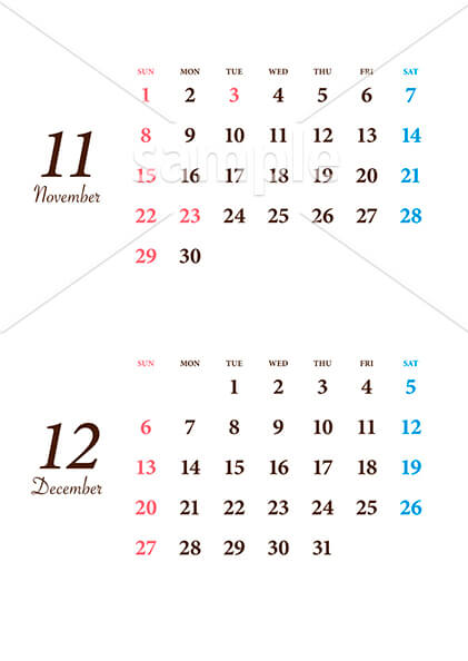 【選べる表紙】筆記体 11月／12月