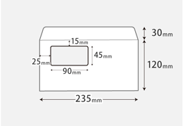窓付き洋長3封筒のサイズ・仕様