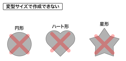 変型サイズで作成できない形状