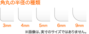 角丸の半径は3/4/5/6/9mm