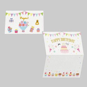 メッセージカード：二つ折りタイプのメッセージカードにも