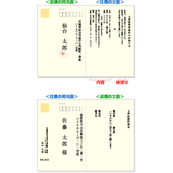 往復はがきの書き方