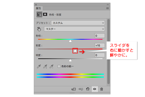 彩度を上げると明るく鮮やかに